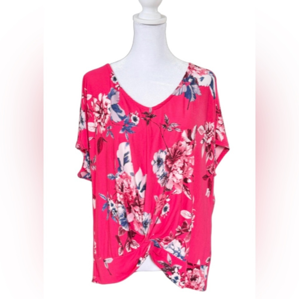 Emerald Floral Twist Front Top